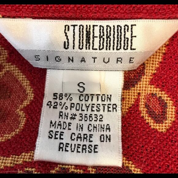 Stonebridge Size Small Floral Tapestry Trucker Style Jacket-Cinnamon Red - Picture 14 of 15